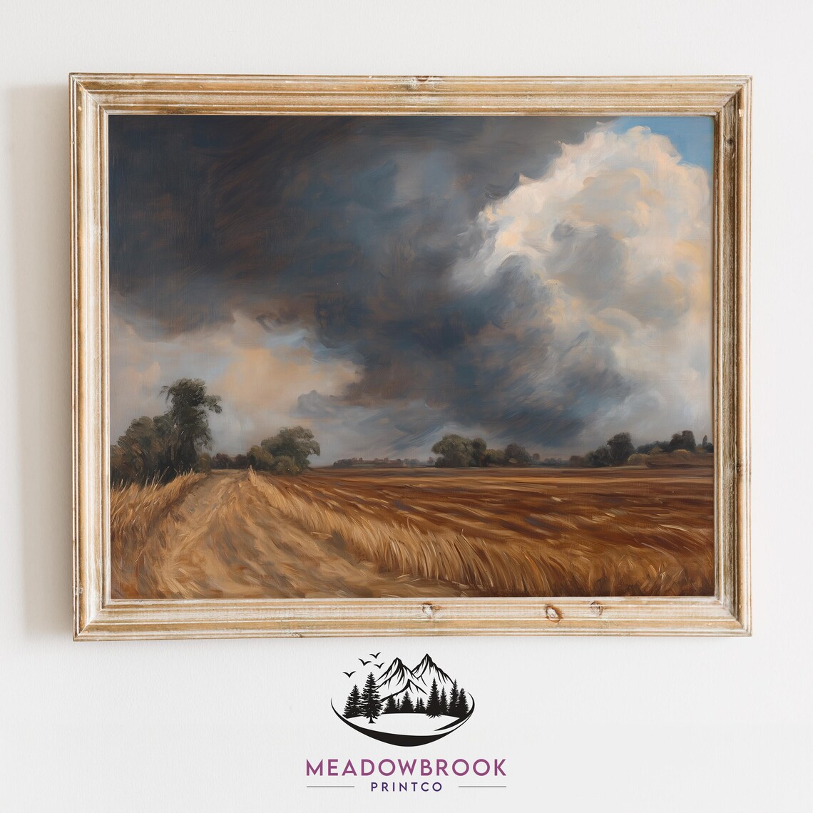 Thunderstorm Over Harvest Field Moody Fall Skies Dramatic Autumn Landscape With Golden Wheat Rustic Fall Wall Decor Art 98