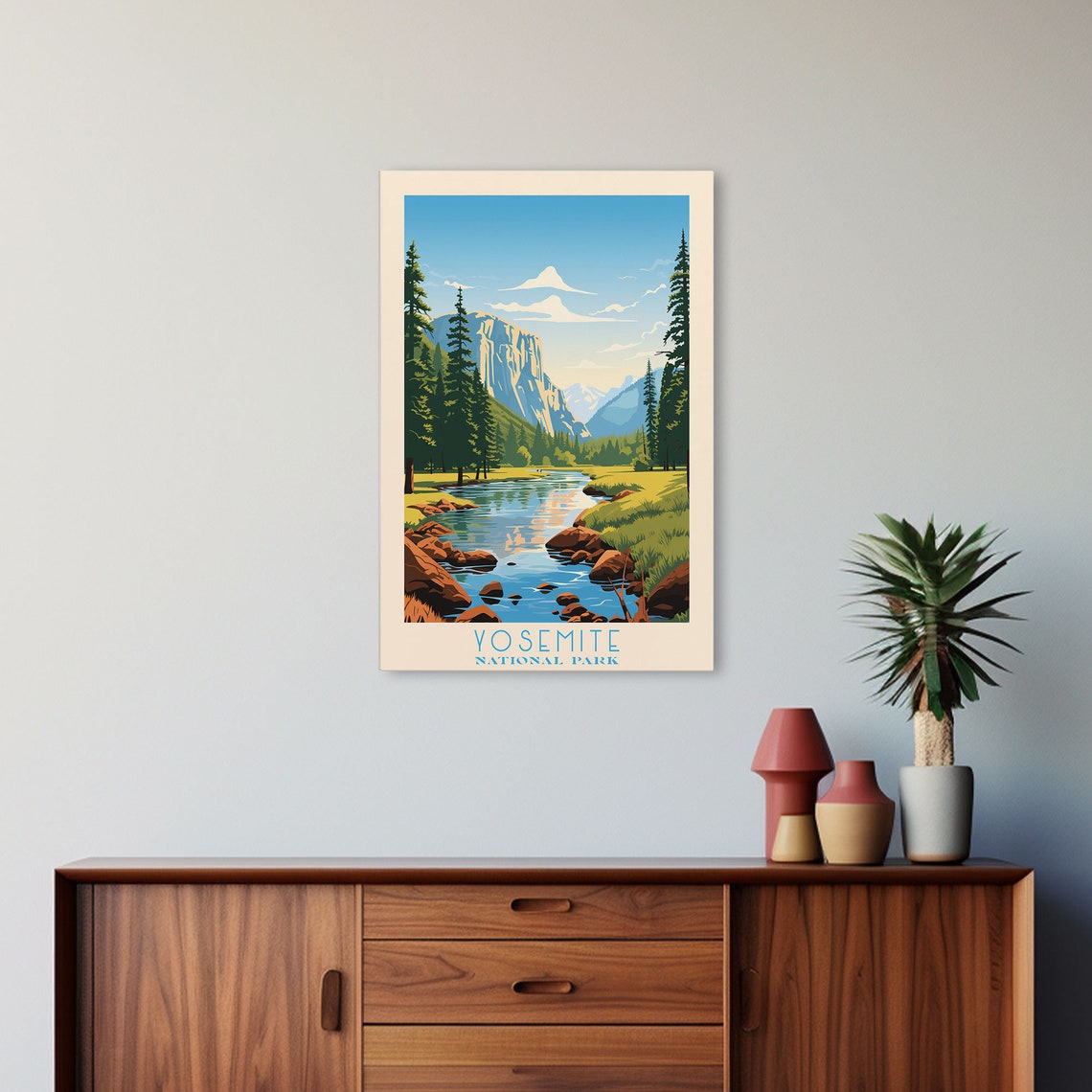 Yosemite National Park Daytime Valley River Cliffs Travel Poster - Image 2