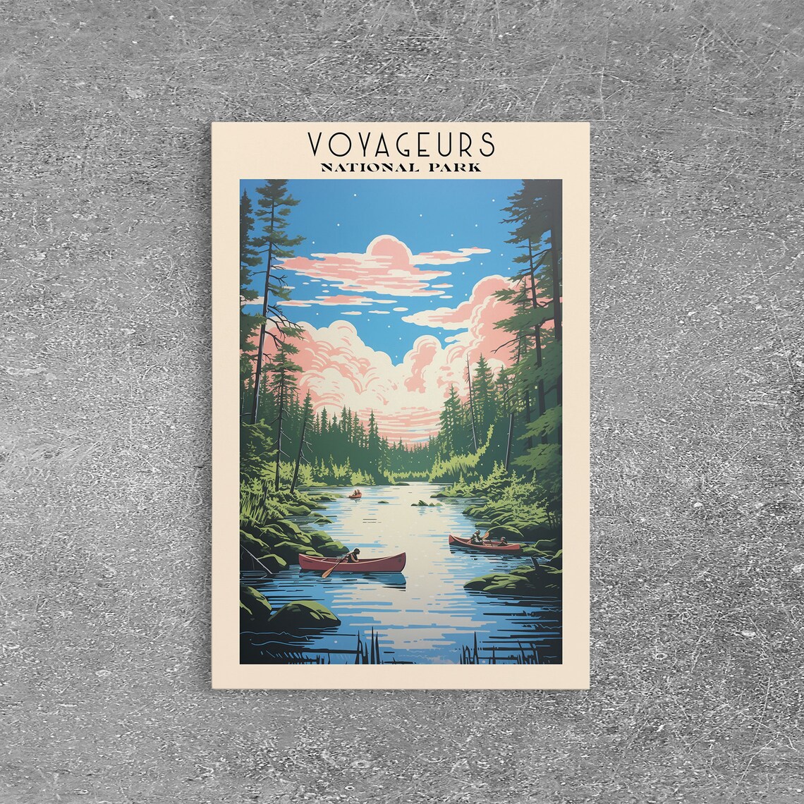 Voyageurs National Park Canoes On Northwoods Lake Travel Poster - Image 3