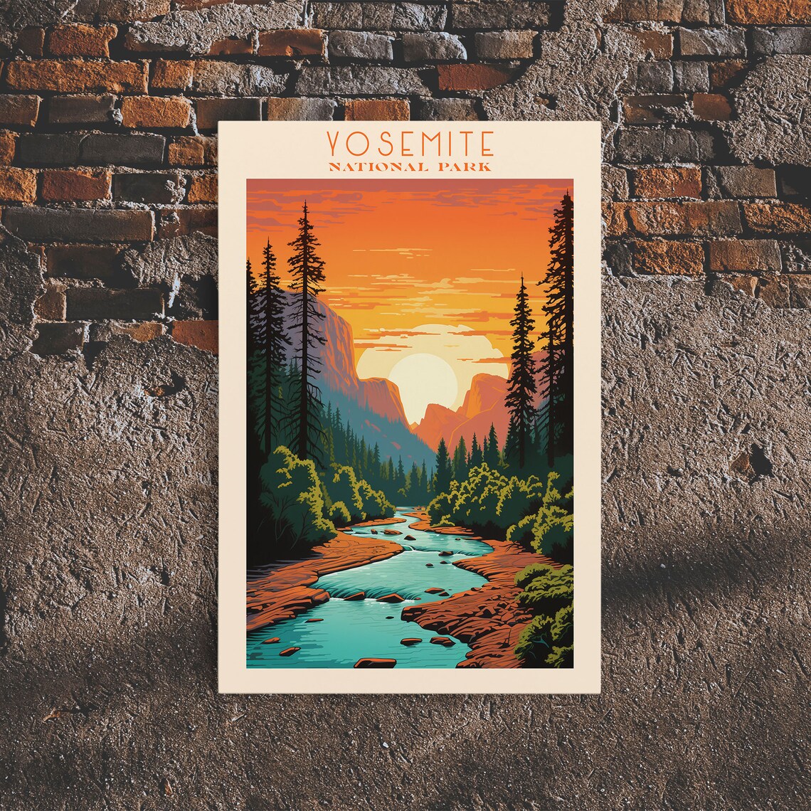 Yosemite National Park Sunset River Pines Gorge Travel Poster - Image 2