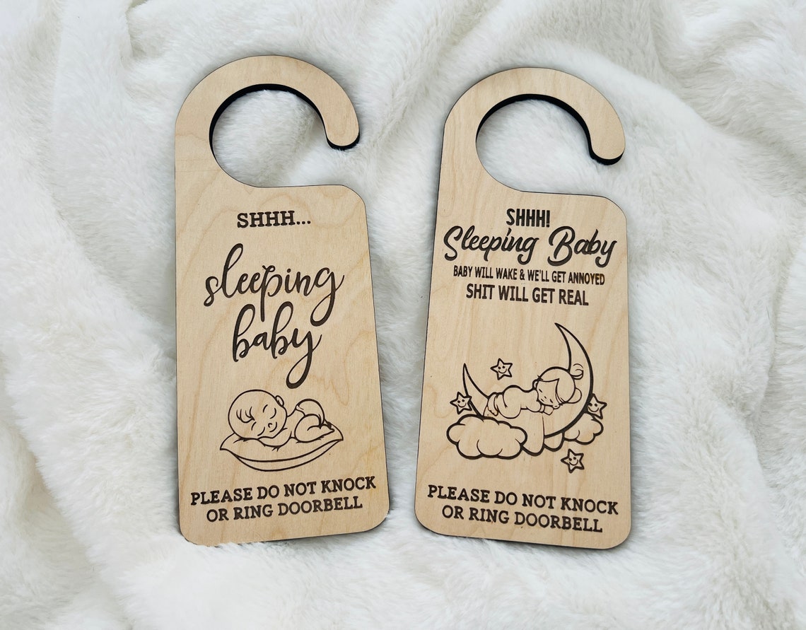 Shhh Sleeping Baby Do Not Disturb Door Hanger Sign Nursery Wall Art - Image 2