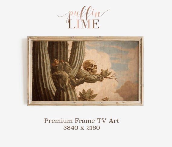 Vintage Skull And Cactus Samsung Frame Tv Art Surreal Fine Bonus File Included