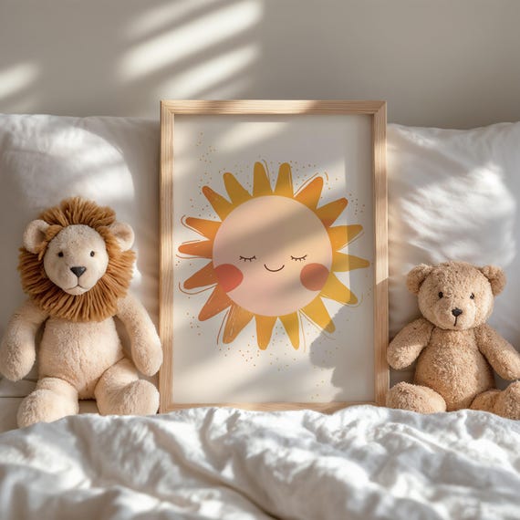 Sleepy Sun Nursery Art Print Kids Room Decor