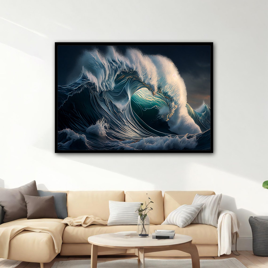 Giant Ocean Wave Curl Moonlight Dramatic Seascape Nature Art Poster - Image 5