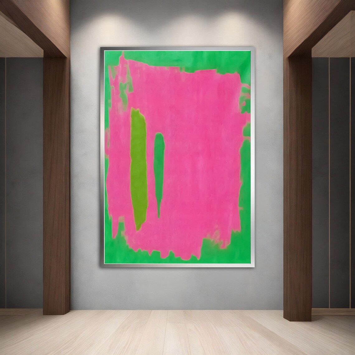 Rothko Style Pink Green Color Field Abstract Modern Canvas Art Poster - Image 2