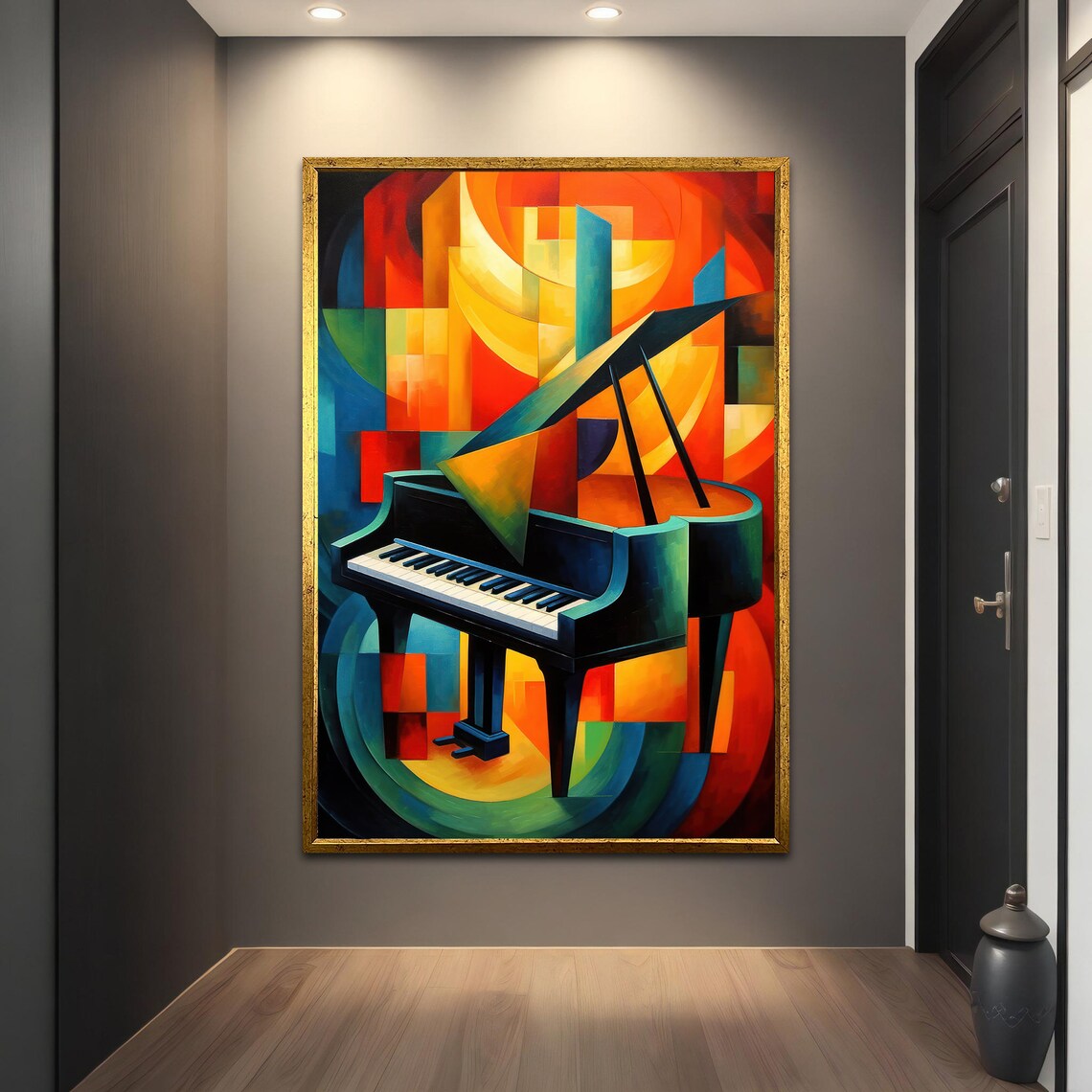 Grand Piano Geometric Cubist Colorful Music Instrument Art Poster - Image 2