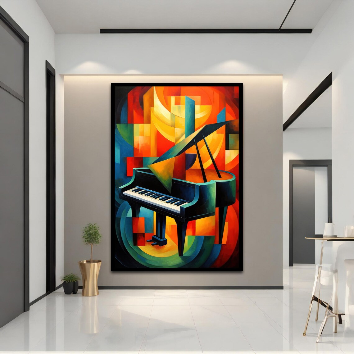 Grand Piano Geometric Cubist Colorful Music Instrument Art Poster - Image 4