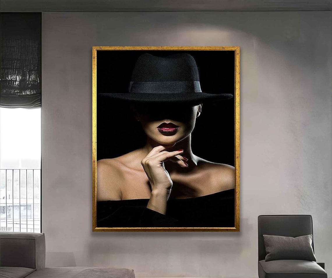 Woman With Hat Wall Art Woman In A Hat Woman With Hatt Wall Art Woman Art Modern Painting Cool Woman Art