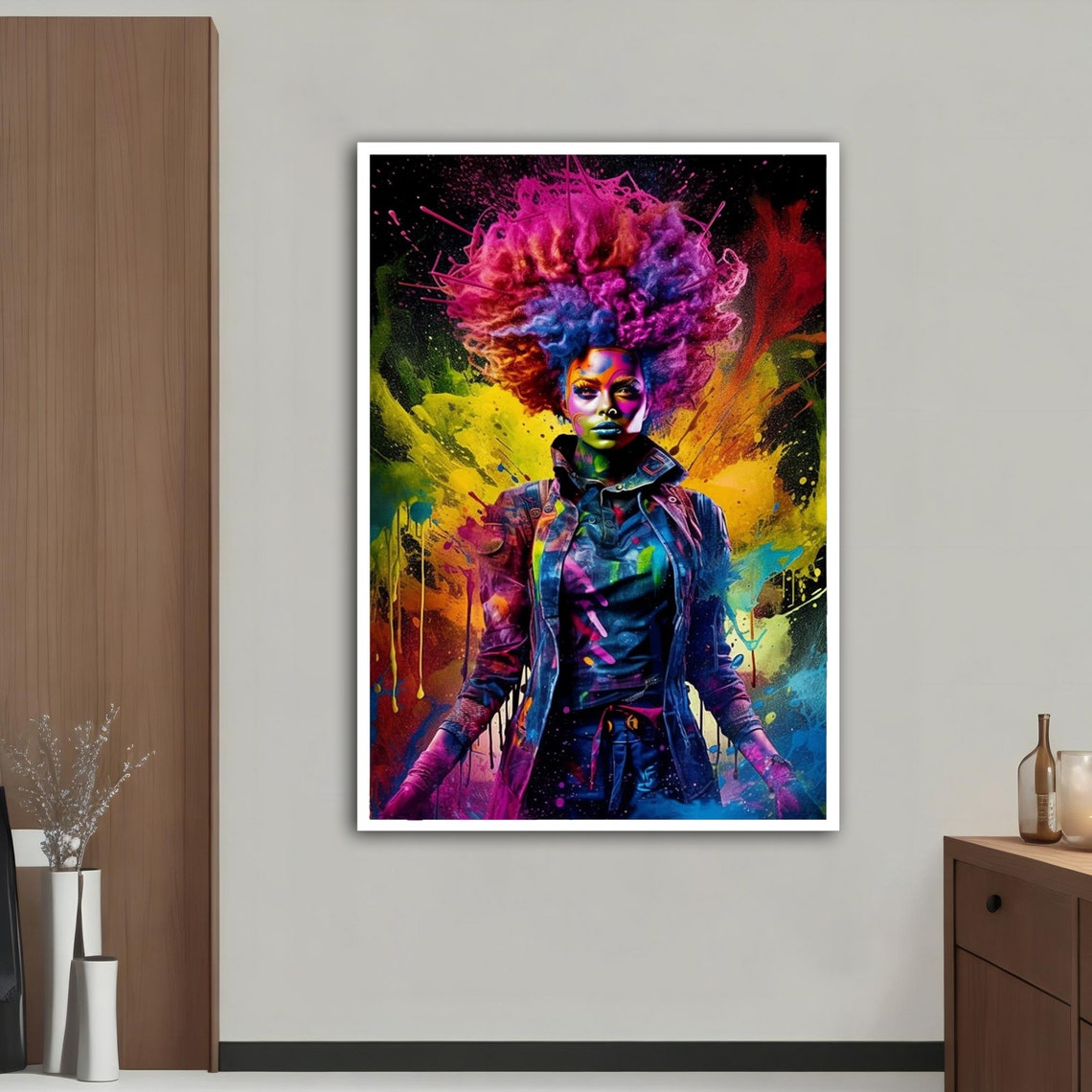 Neon Colorful Modern Woman Wall Art Colorful Modern Woman Print Colorful Abstract Woman Painting Modern Woman Wall Decor - Image 5