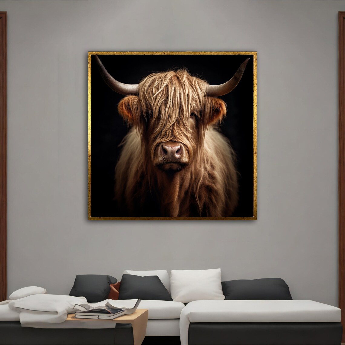 Highland Cow Portrait Black Background Dramatic Bovine Art Poster - Image 4