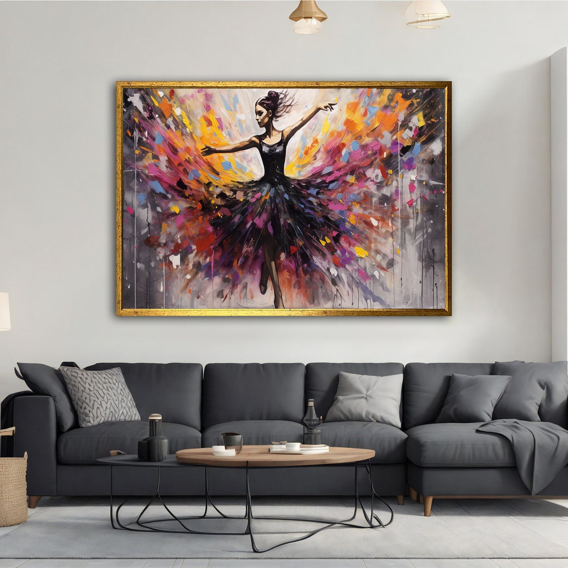 Abstract Ballerina Dancer Exploding Colorful Paint Modern Art Poster - Image 4