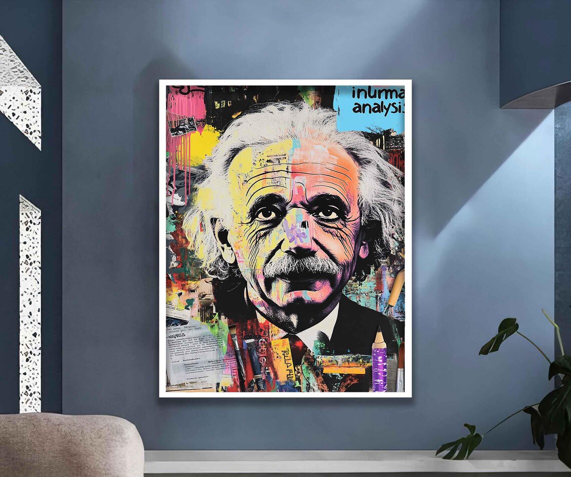 Albert Einstein Graffiti Collage, Modern Wall Art - Image 3
