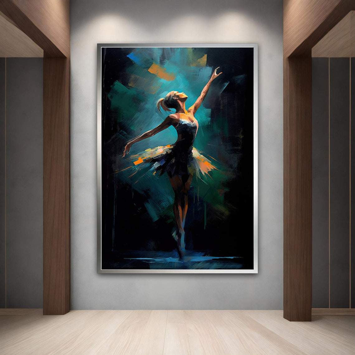 Ballerina En Pointe Teal Blue Night Dramatic Ballet Art Print - Image 4