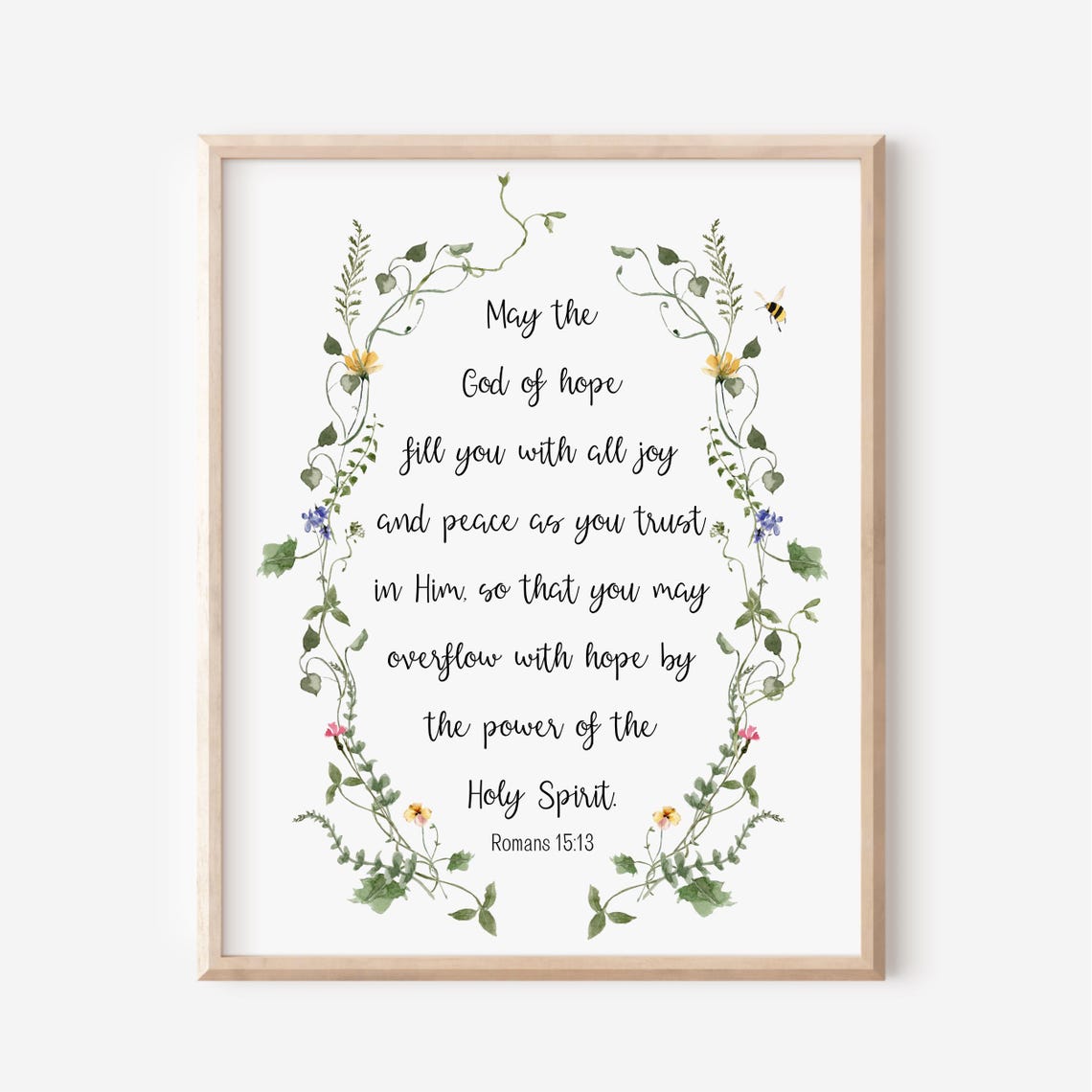 Romans 15 13 God of Hope Fill You With Joy Botanical Verse Poster