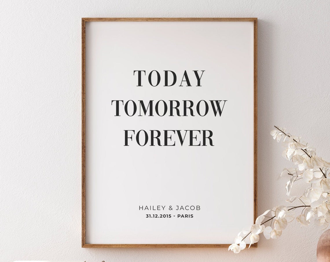 Today Tomorrow Forever Couple Name Date Paris Wedding Gift Poster