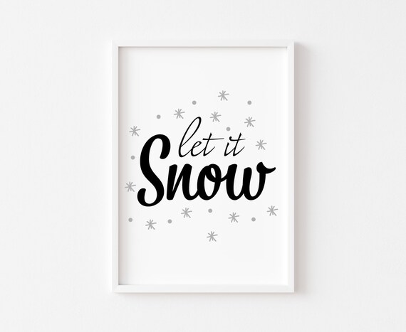 Let It Snow Script Typography with Snowflakes Holiday Poster