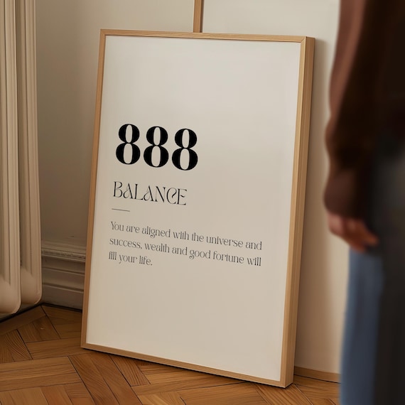 Angel Number 888 Balance Minimalist Affirmation Typography Poster
