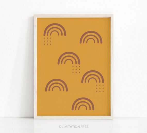 Kids Rainbow Print Nursery Art Nursery Print Rainbow Wall Art Kids Room Art Mustard Nursery Decor Kids Wall Art
