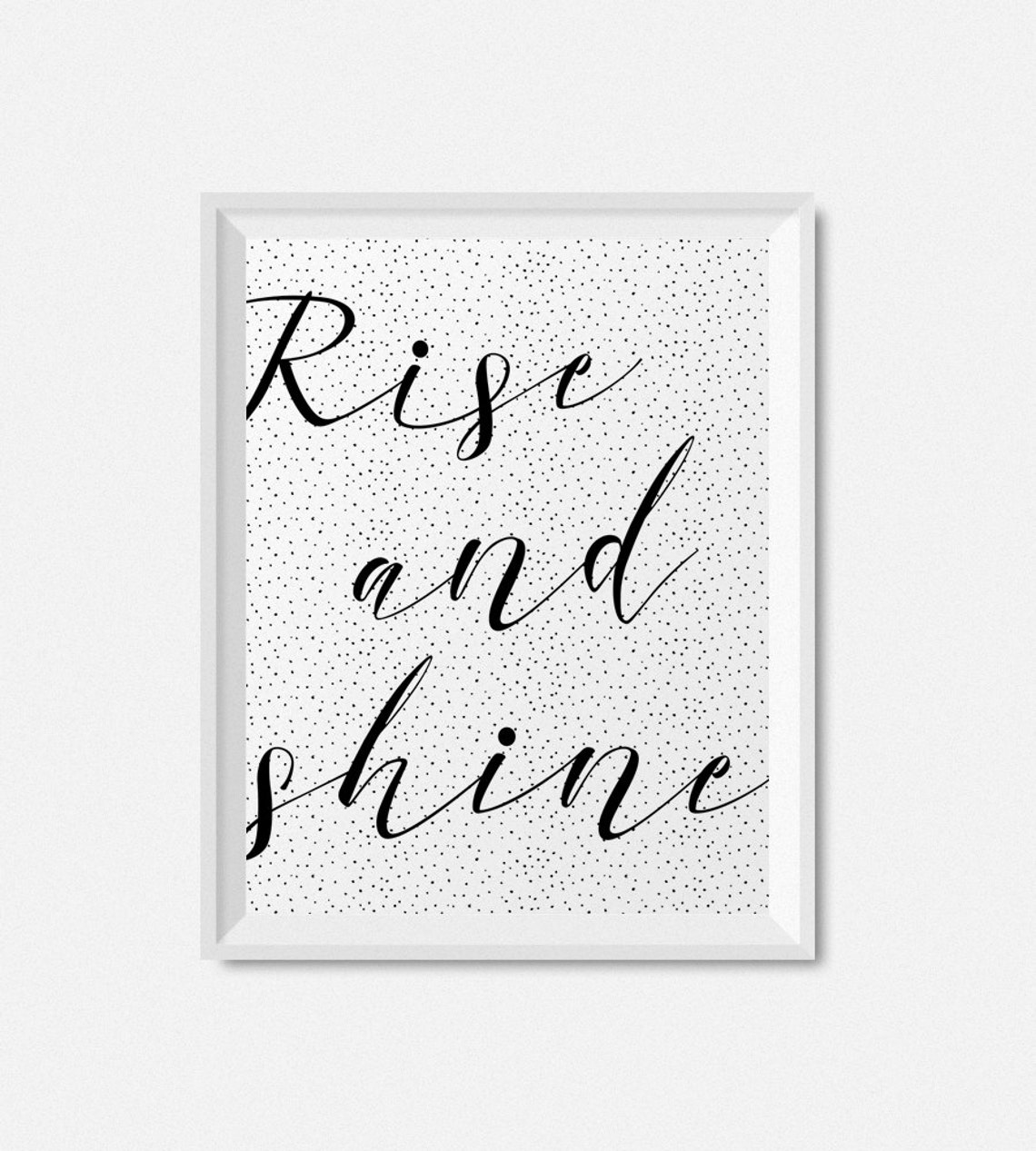 Rise And Shine Script Quote Confetti Dots Bedroom Wall Art Poster - Image 2