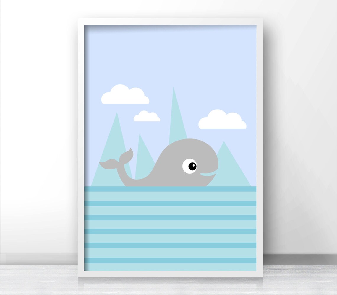 Whale Nursery Art Print, Ocean Baby Boy Decor - Image 3