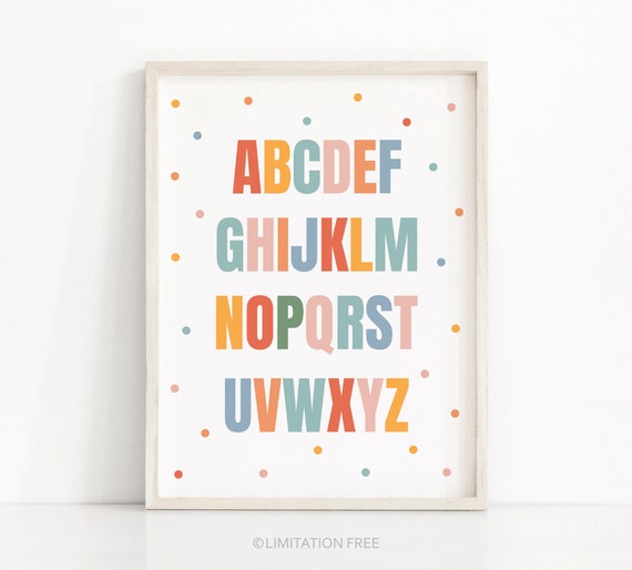 Alphabet Print Playroom Wall Art Kids Wall Art Kids Room Print Classroom Abc Poster Nursery Art Alphabet Poster