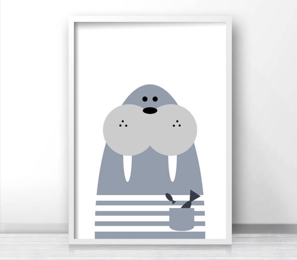 Walrus Nursery Wall Art Print, Kids Room Decor - Image 2