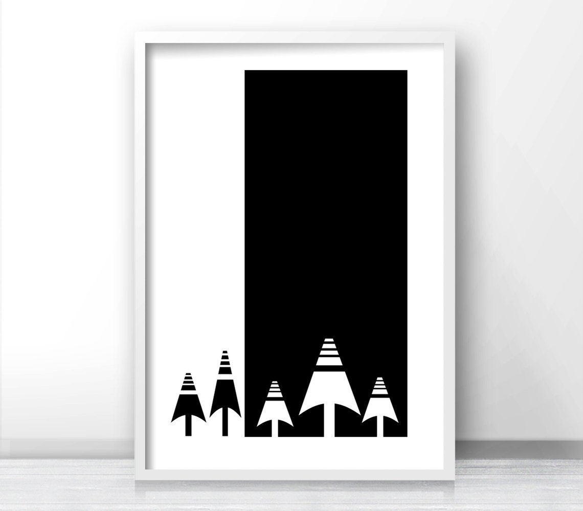 Modern Wall Art Print Black And White Print Instant Art Forest Decor Modern Wall Print Scandinavian Art - Image 4