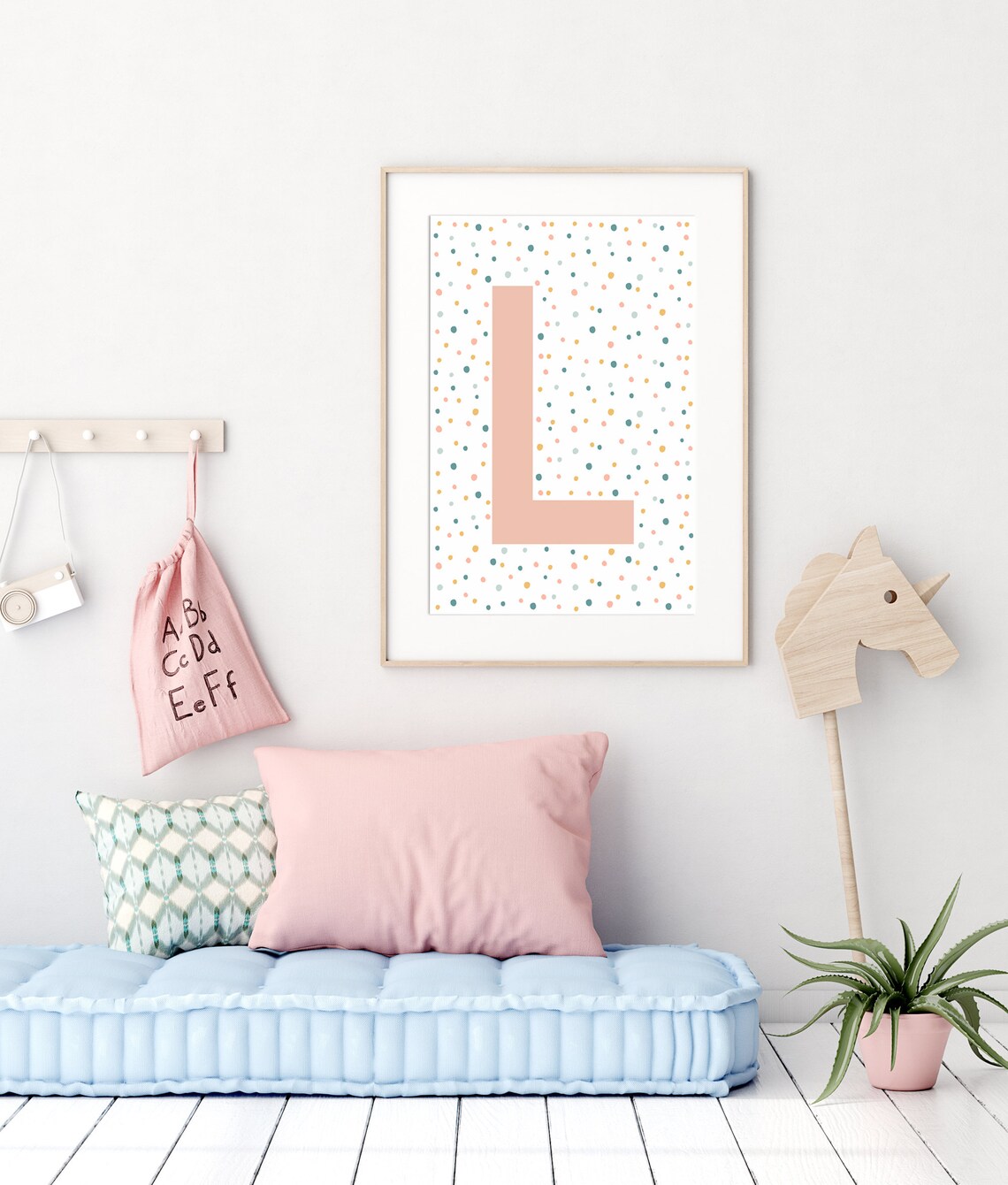 Letter L Nursery Wall Art, Coral Initial Print - Image 2