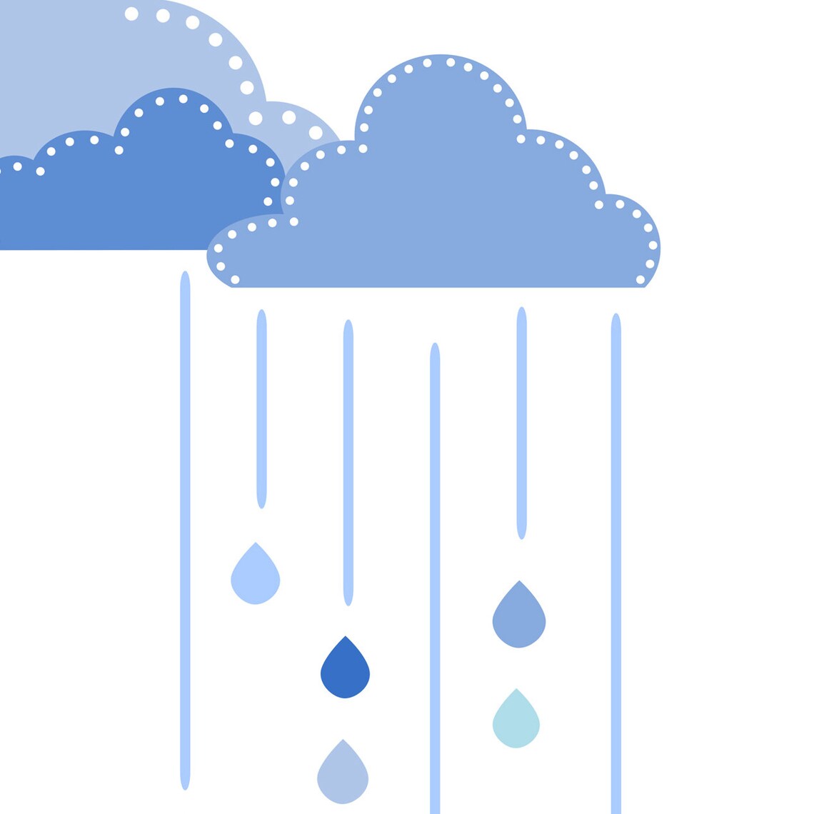 Blue Clouds And Raindrops Baby Nursery Wall Poster Kids Room Decor - Image 4
