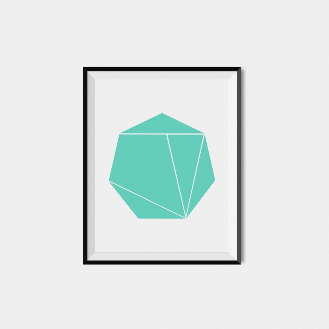 Mint Green Geometric Faceted Polygon Abstract Minimalist Wall Print - Image 2