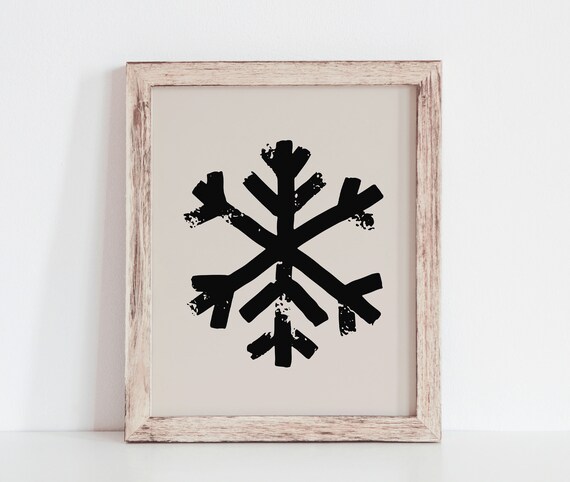 Distressed Black Snowflake Minimalist Winter Christmas Poster