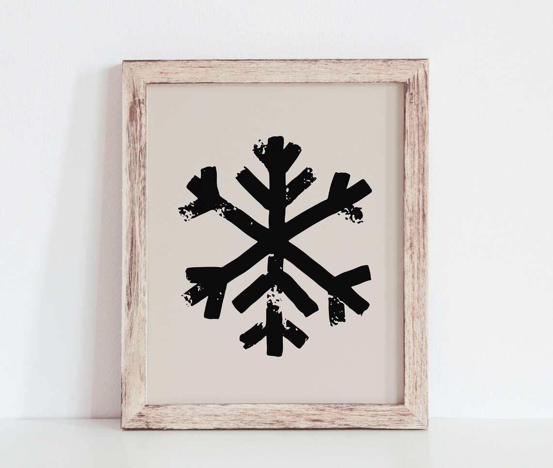 Distressed Black Snowflake Minimalist Winter Christmas Poster