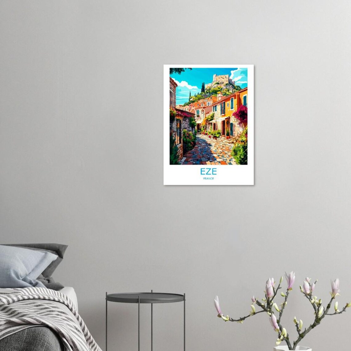 Eze France Medieval Village Castle Hilltop Cobblestone Travel Poster - Image 2