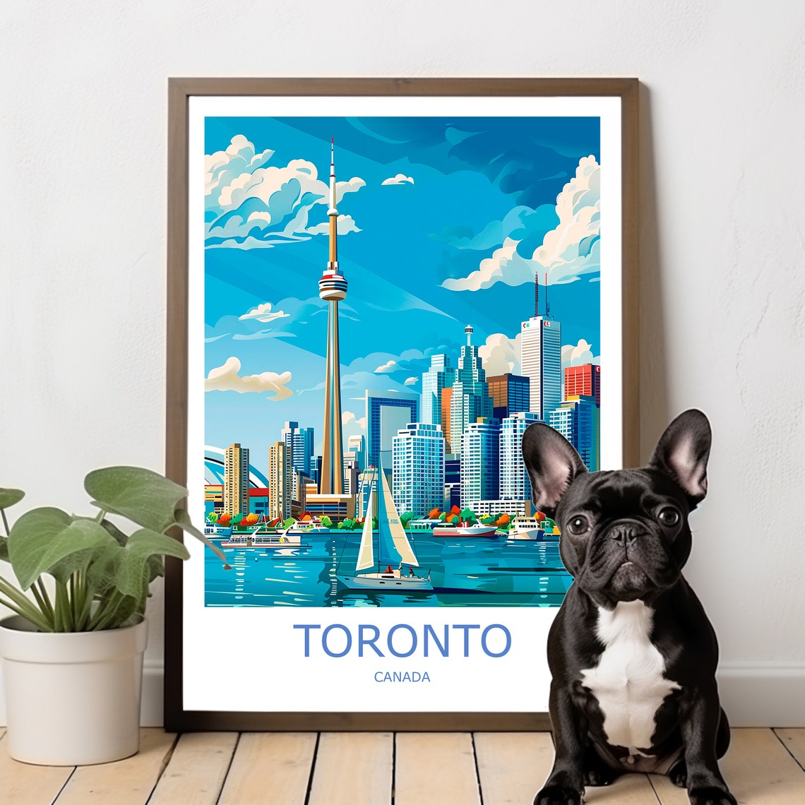 Toronto CN Tower Skyline Sailboat Lake Ontario Travel Poster - Image 2