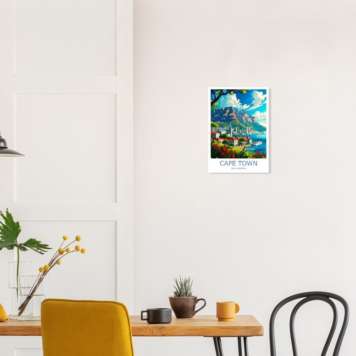 Cape Town Table Mountain Waterfront Red Flowers Travel Poster - Image 3