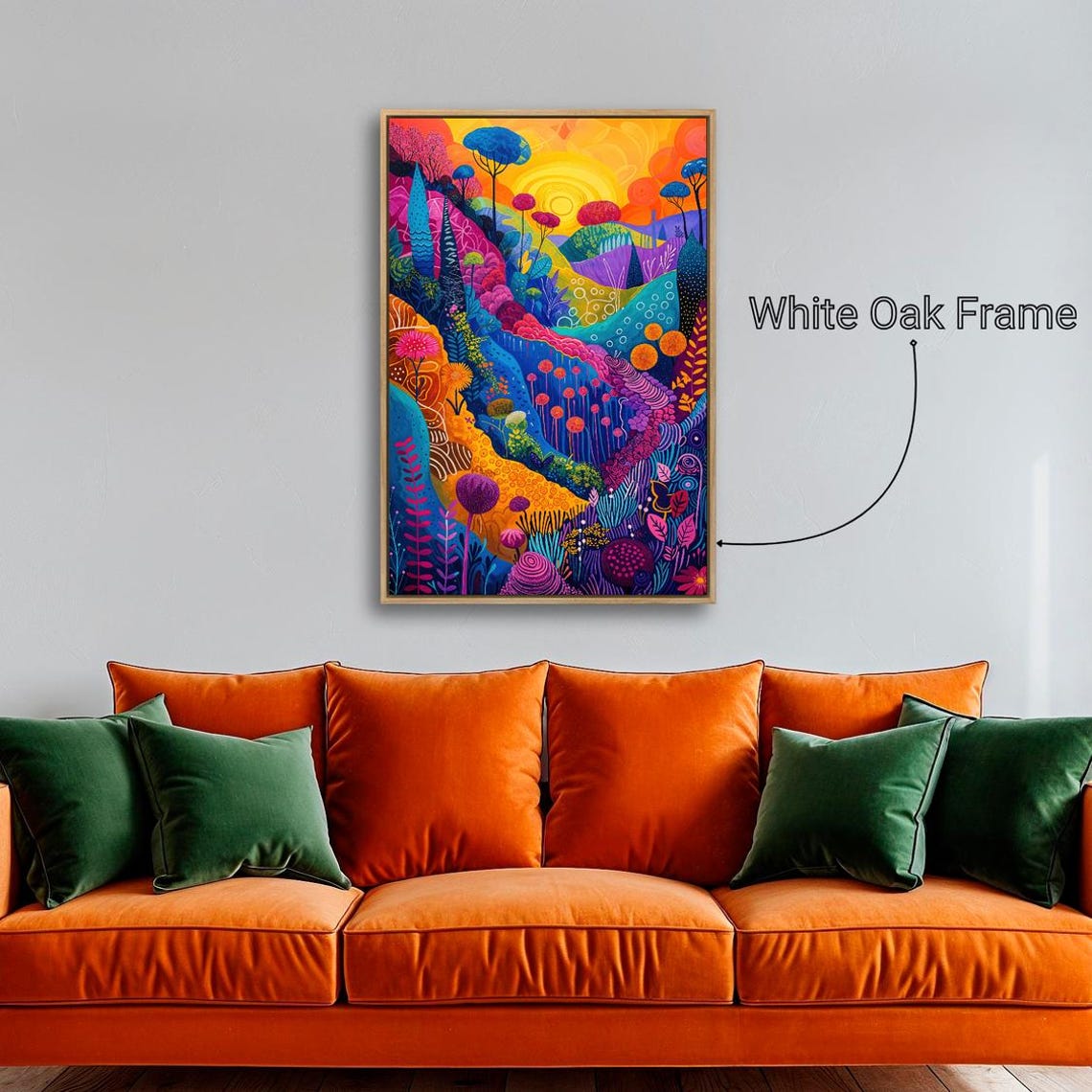 Vibrant Colorful Forest Trees Abstract Folk Art Landscape Poster - Image 2