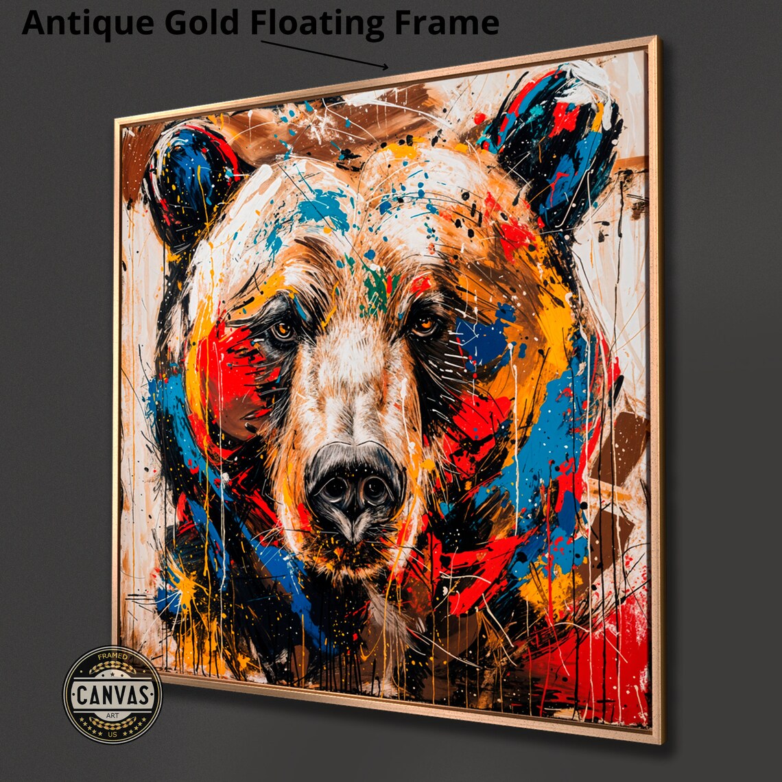 Colorful Grizzly Bear Abstract Wildlife Art Print - Image 4