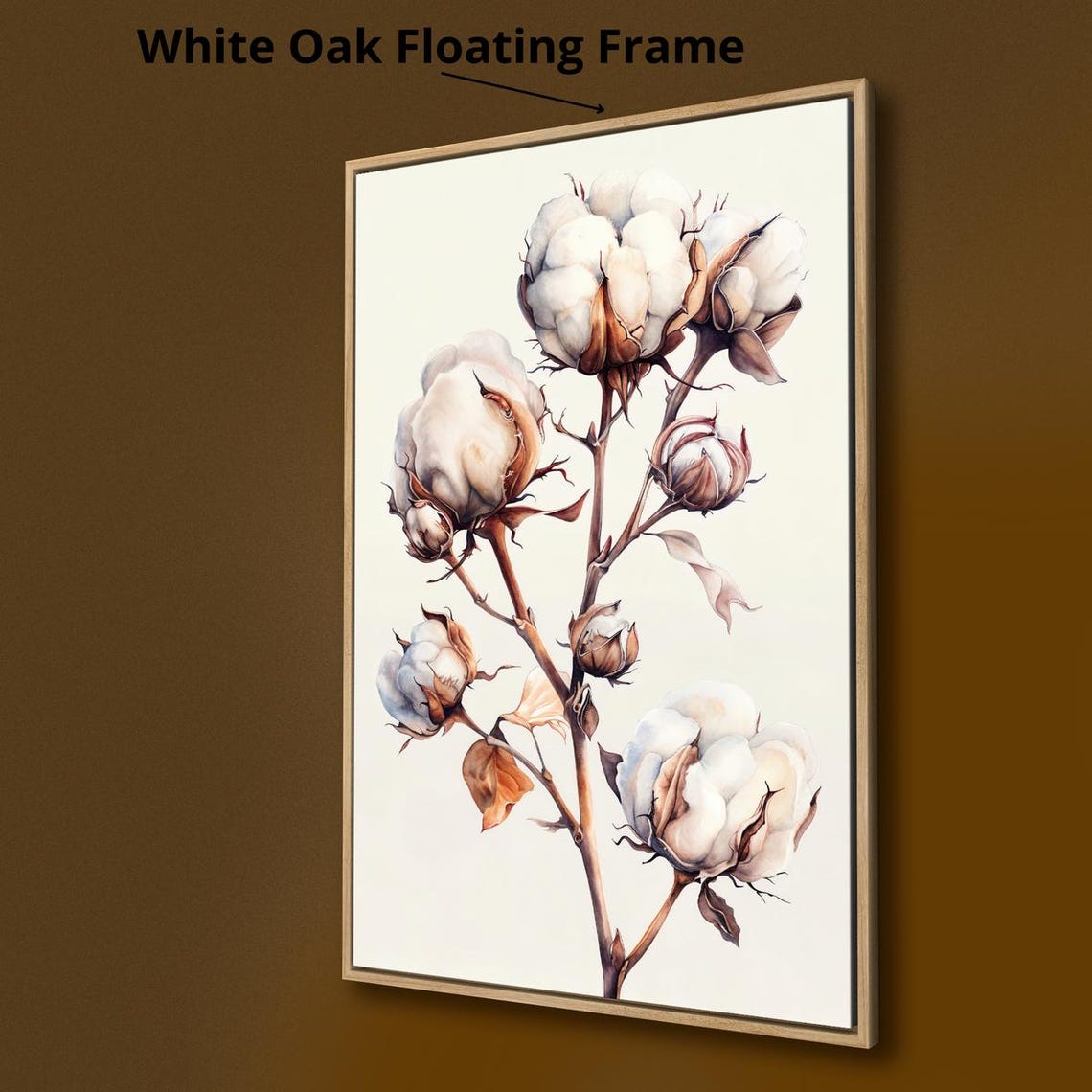 Cotton Stem Branches White Bolls Minimalist Botanical Rustic Poster - Image 2