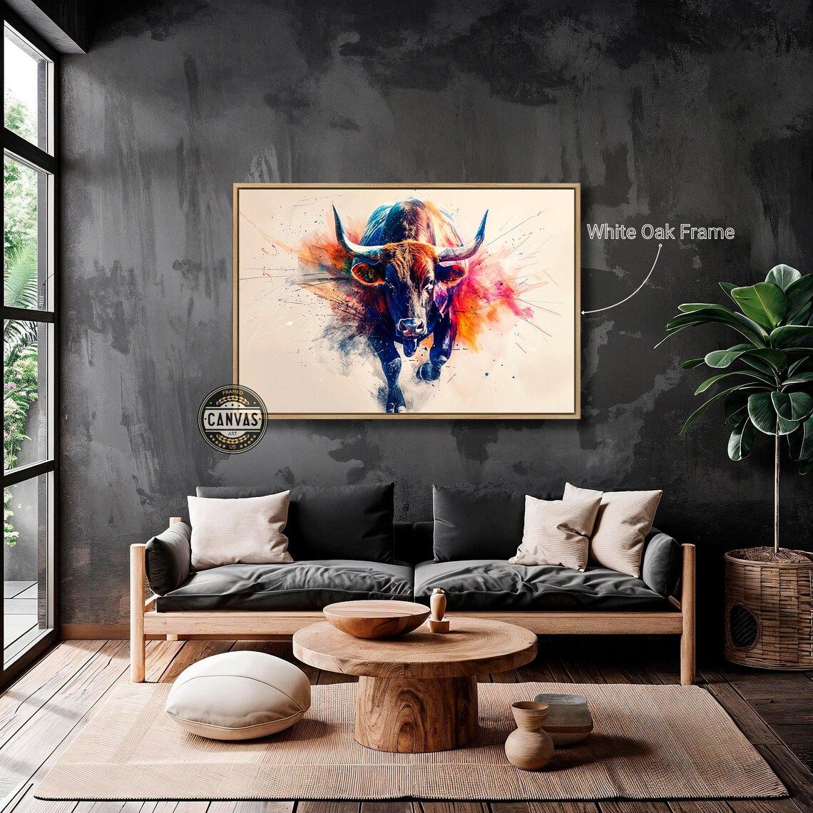 Explosive Bull Framed Print Colorful Abstract Animal Wall Art Dynamic Motion Poster Bulls Prints Trader Gift Ready To Hang - Image 5