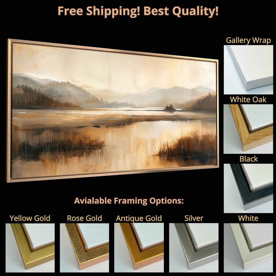 Rustic Country Lake Hazy Mountains Wilderness Panoramic Nature Print - Image 5