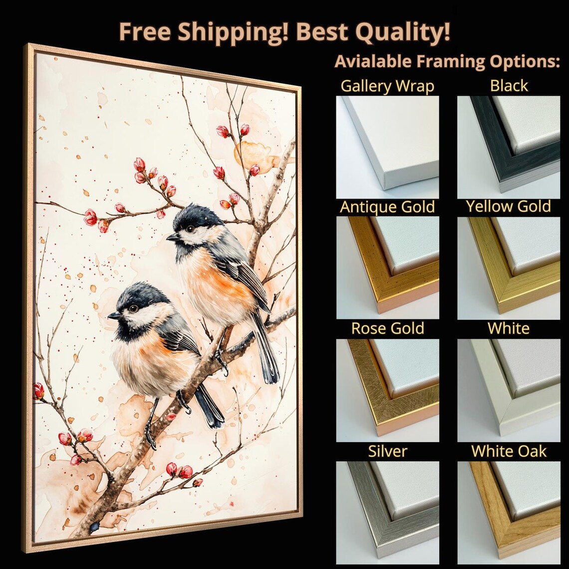 Cute Chickadees Watercolor Bird Art Print Decor - Image 5
