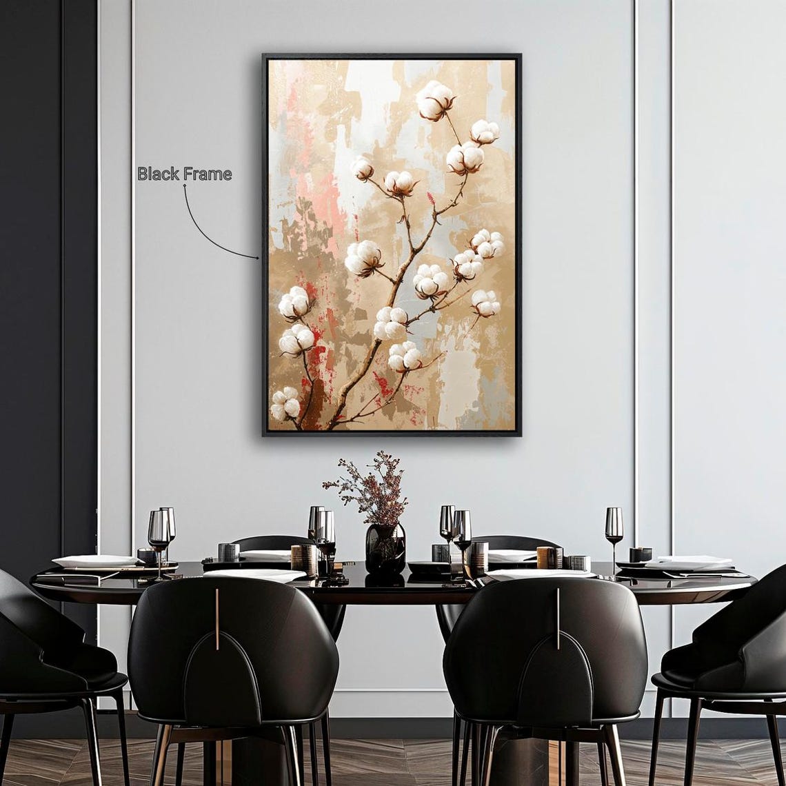 Cotton Branch White Bolls Neutral Botanical Farmhouse Wall Art Print - Image 5