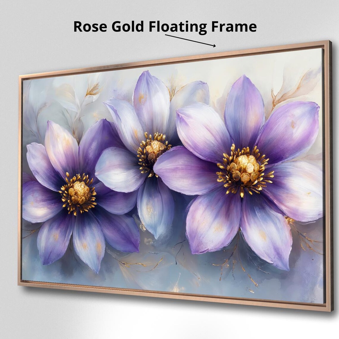 Purple Wildflowers With Golden Centers Panoramic Floral Wall Poster - Image 3