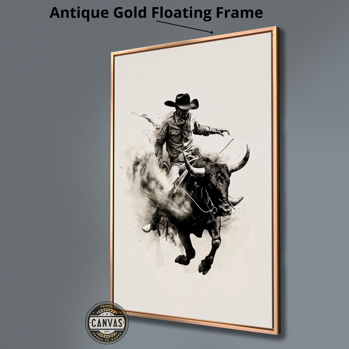 Rodeo Cowboy Bull Riding Western Wall Art Print - Image 4