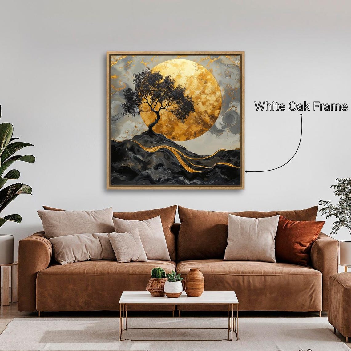 Black Tree Before Giant Golden Full Moon Rolling Hills Wall Poster - Image 4