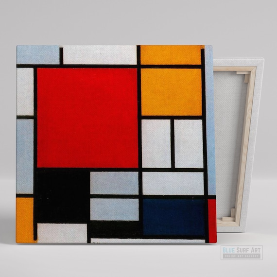 Abstract Wall Art Hand Painted Oil On Colourful Abstract Piet Mondrian Composition Art Reproduction Living Room Wall Art