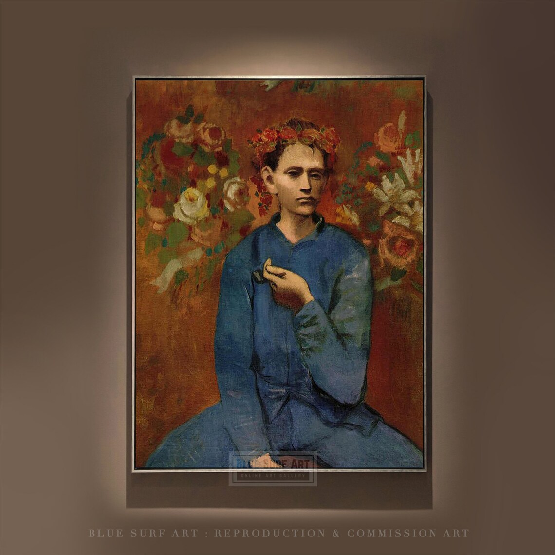 Pablo Picasso Boy with a Pipe 1905 Rose Period Portrait Flower Crown Poster