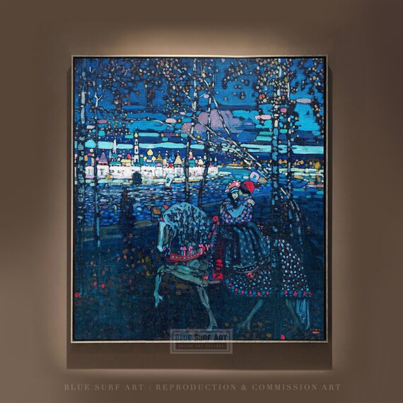 Riding Couple 1906 By Wassily Kandinsky Handmade Reproduction Kandinsky Wall Art Gift Housewarming Gift Dark Blue Art Home Decor