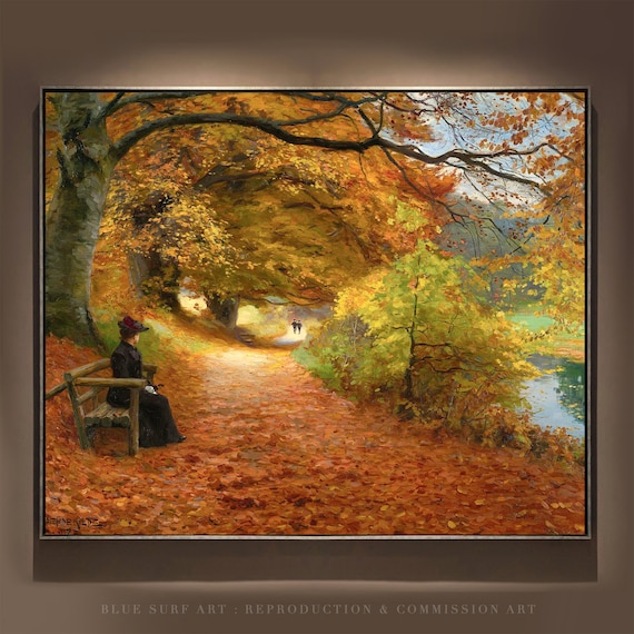 Hans Andersen Brendekilde Wooded Path in Autumn Leaves Poster