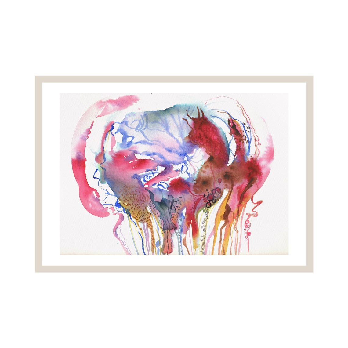 Vibrant Essence Watercolor Print Dripping Abstract Modern Wall Art